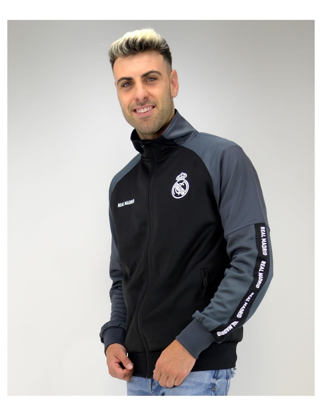 Real Madrid Chaqueta Plus Grey con Cremallera Adulto Producto Oficial