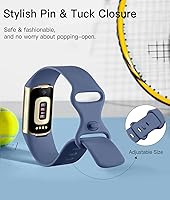 Vista 3 de Maledan Correa deportiva compatible con Fitbit Charge 5/Charge 6 bandas para mujeres y hombres, correa de repuesto suave e impermeable para Fitbit