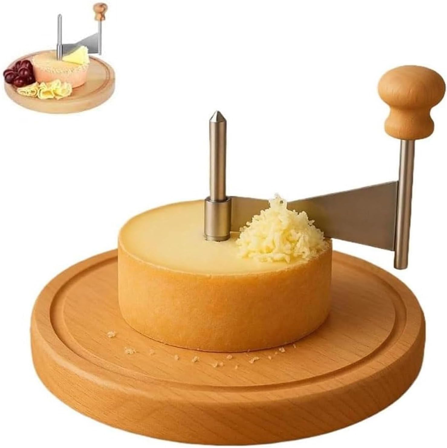 Cheese Curler Flower Maker Wheel Slicer with Lid, Stainless Steel Cheese Shaver & Cutter, Multifunctional Manual Rotating Cheeses Cutter(With cover)