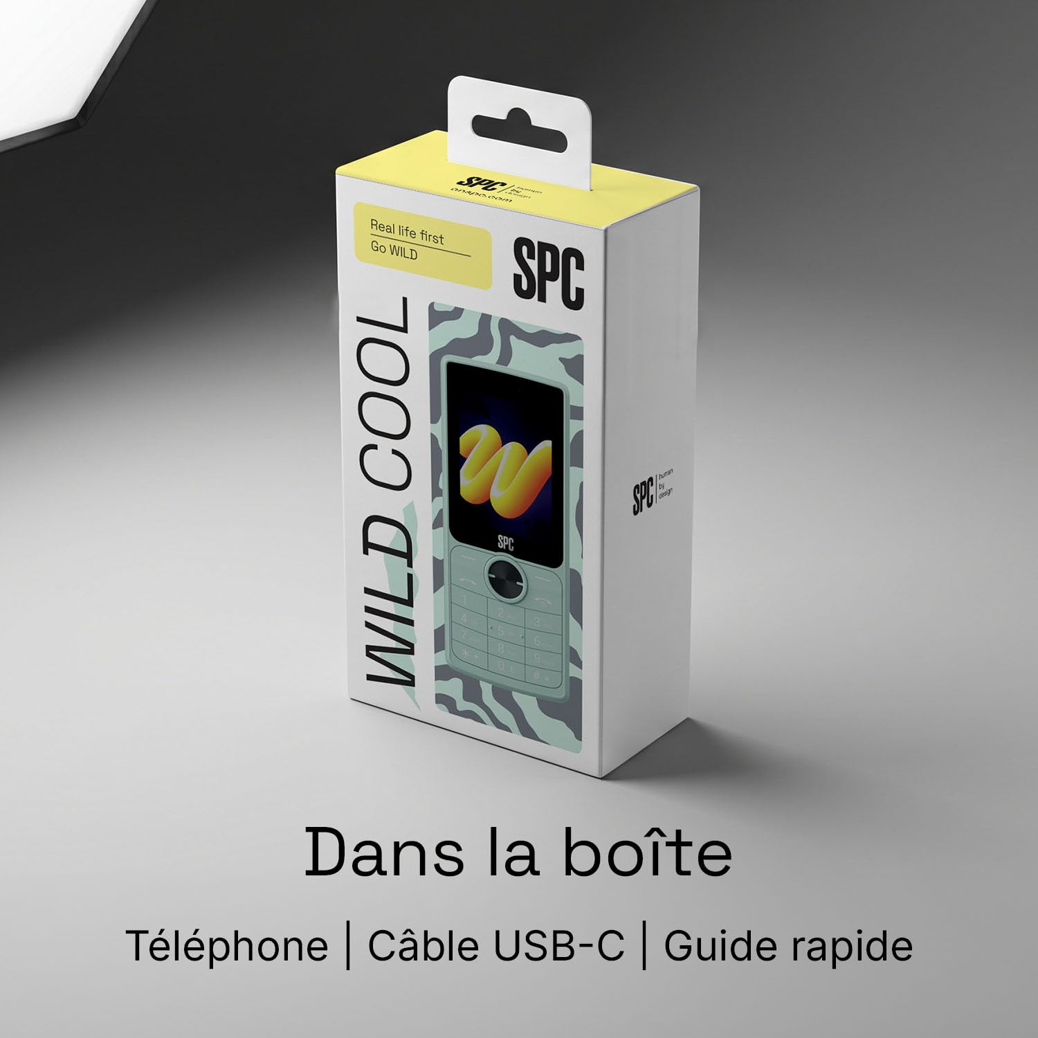 SPC Wild Cool - Téléphone Basique pour déconnexion/1er Mobile, Menthe | Sans applis ni réseaux sociaux, 4G, radio FM, appareil photo, connectivité Bluetooth, écran 2,4" et prise pour écouteurs