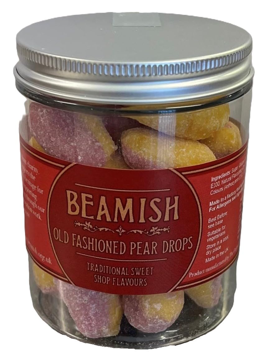 Beamish Branded - Natural Pear Drops Candy Jar, 220g - Pear Drop Sweets