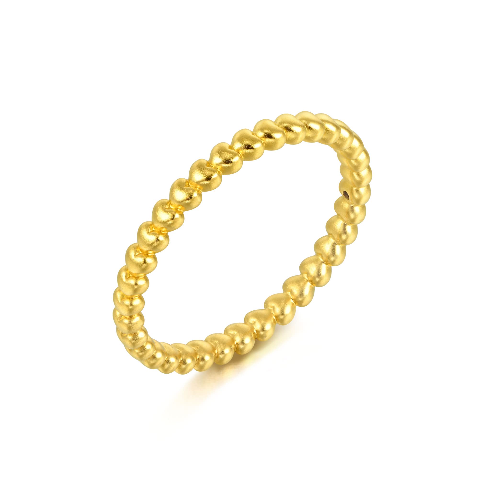 CHOW SANG SANG Let's Play 999 24K Solid Gold Stackable Heart-shaped beads Ring for Women 92295R