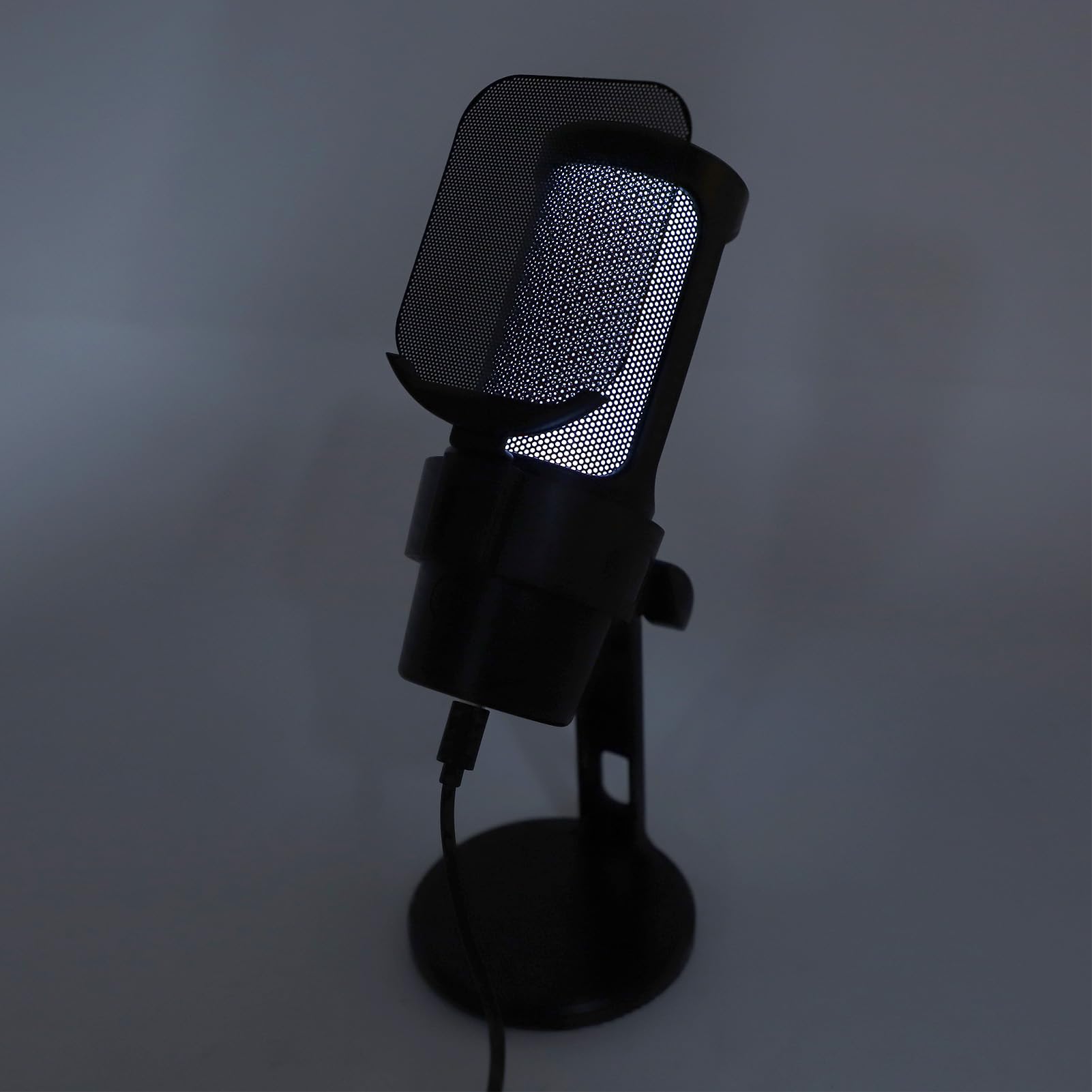 Microfono a Condensatore da Gioco PC USB con di Illuminazione Ambientale per Giochi, Registrazione Dal Interattiva per PC, Registrazione Elettronica in Metallo, Microfono da Gioco Dal (Nera)