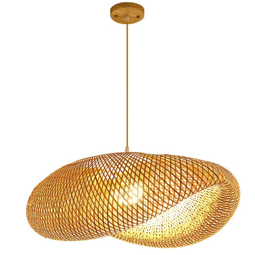 HAIIQU Unique Hanging Light,Modern Hollow Weaving Decor Pendant Lights Nordic Bamboo Lantern Pendant Lamp Adjustable Ceiling Chandelier Lamp for