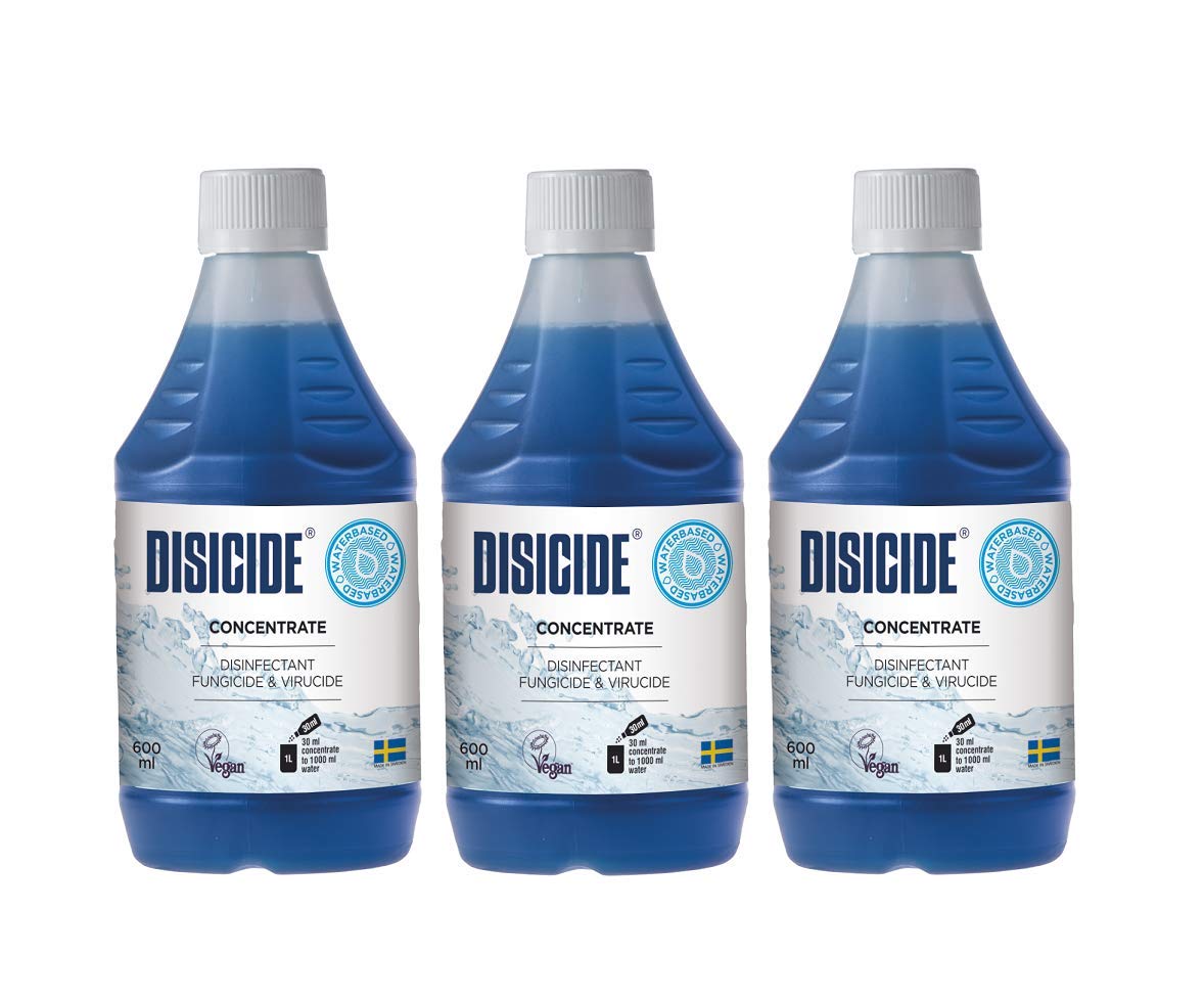Disicide Concentrate 600ml Disinfectant Solution for Hairdressing Tools Vegan & Alcohol-Free (Pack of 3)