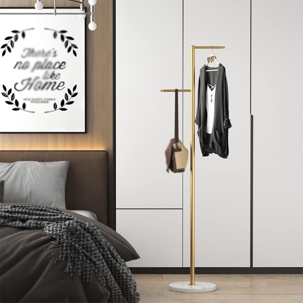 Generisch Garderobenständer, freistehend, Standgarderobe, Garderobenständer, freistehend, Metallbügel, Schlafzimmer, Wohnzimmer, Flur, Regal, Marmor, Hintergrund weiß/schwarz