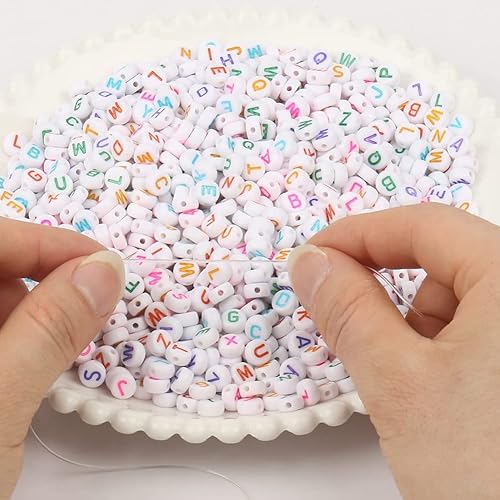 Miniatura 3 de 1200 cuentas del alfabeto de 0.157 x 0.276in, cuentas redondas de acrílico de colores, para hacer pulseras y joyas