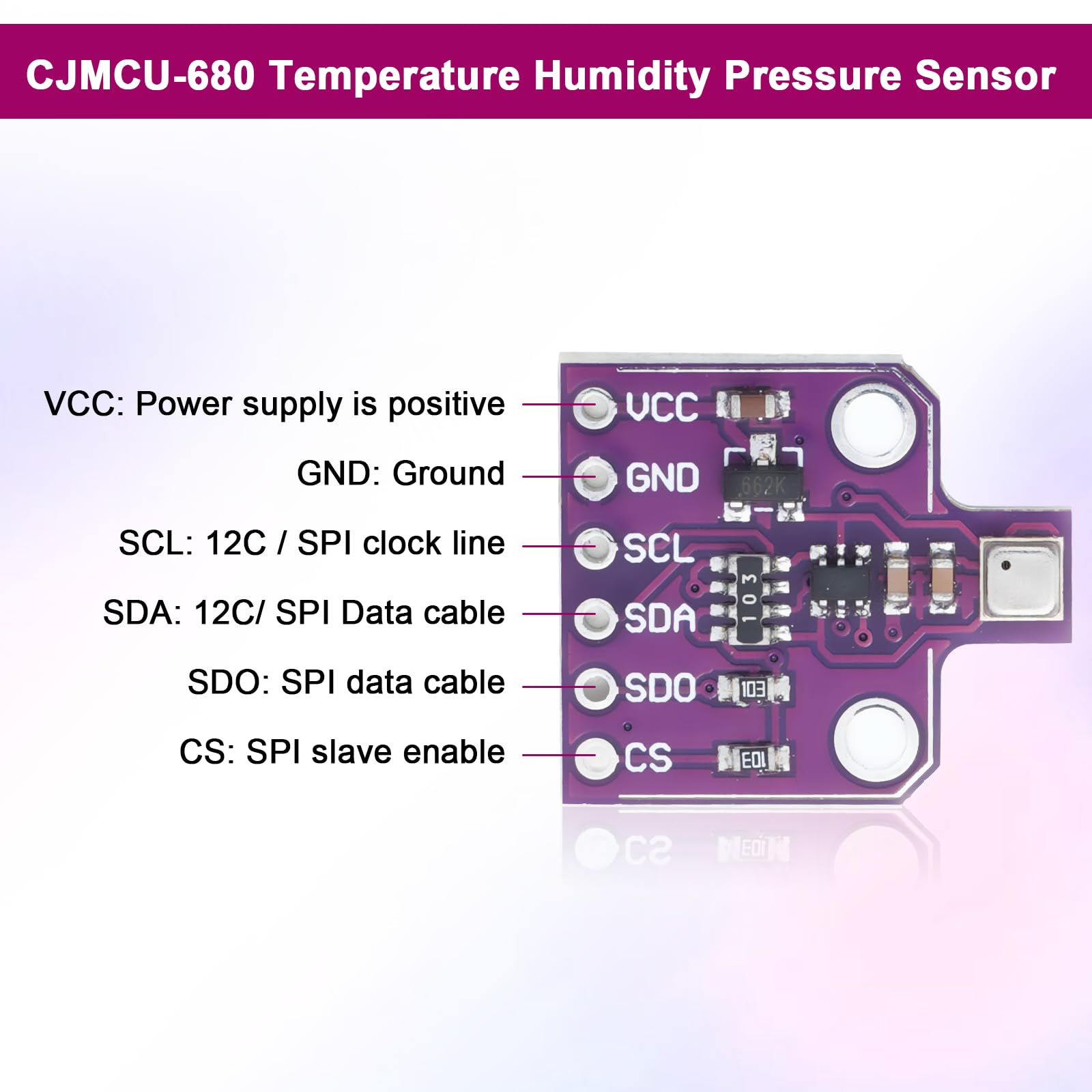 CJMCU-680 Entwicklung Board,APKLVSR CJMCU-680 Sensor für Temperatur, Luftfeuchtigkeit und Luftdruck,Feuchtesensor 1.7~3.6V mit I2C Schnittstelle,für Erfassung der Luftqualität(3 Stück)