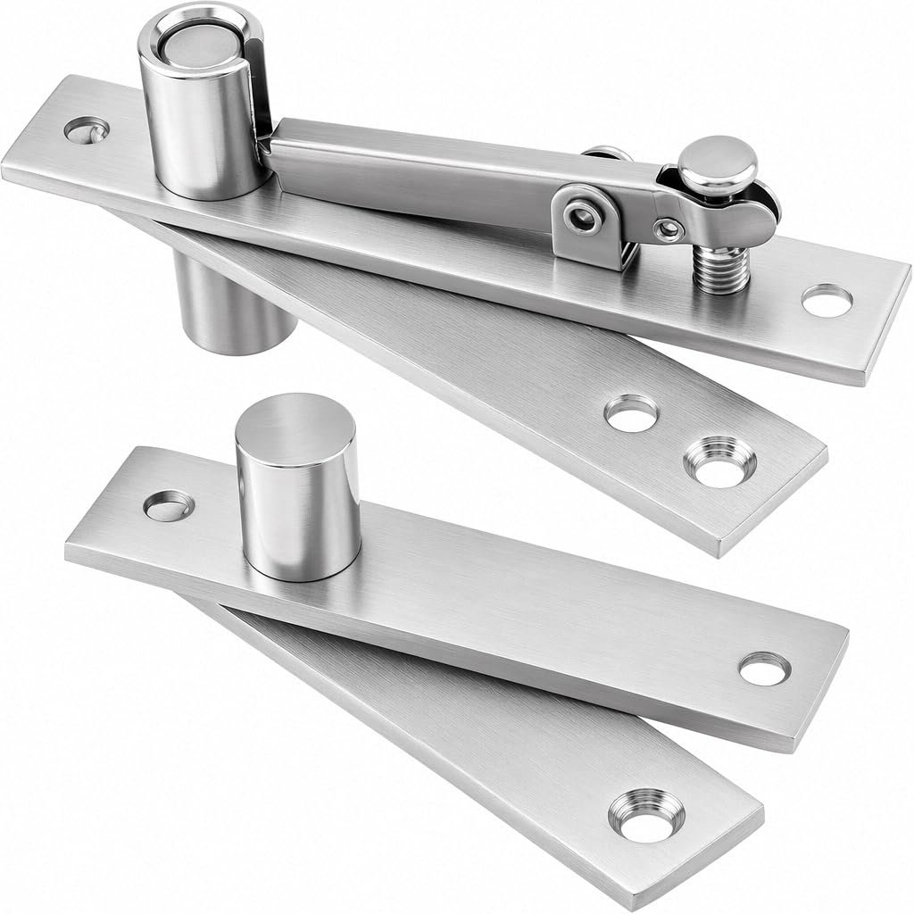 Universal Window Hinge Kit - Pair of 10 inch Stainless Steel (Hidden Pivot Hinge for Wood Door)