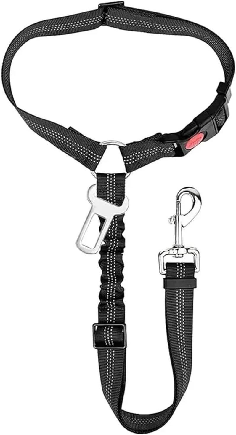 2-in-1 Dog Car Seatbelt Headrest Restraint Adjustable Reflective Pet Safety Seat Belt Clip Buckle Tether Large Medium Small Dogs