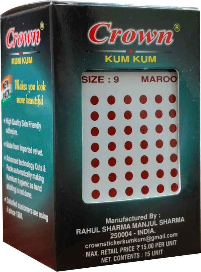 Round Maroon Sticker Bindi for Girls & Womens, Trendy, Fashionable, Daily Use, Traditional, Size No. 10 (2.5 MM) (Pack of 15)-image-34