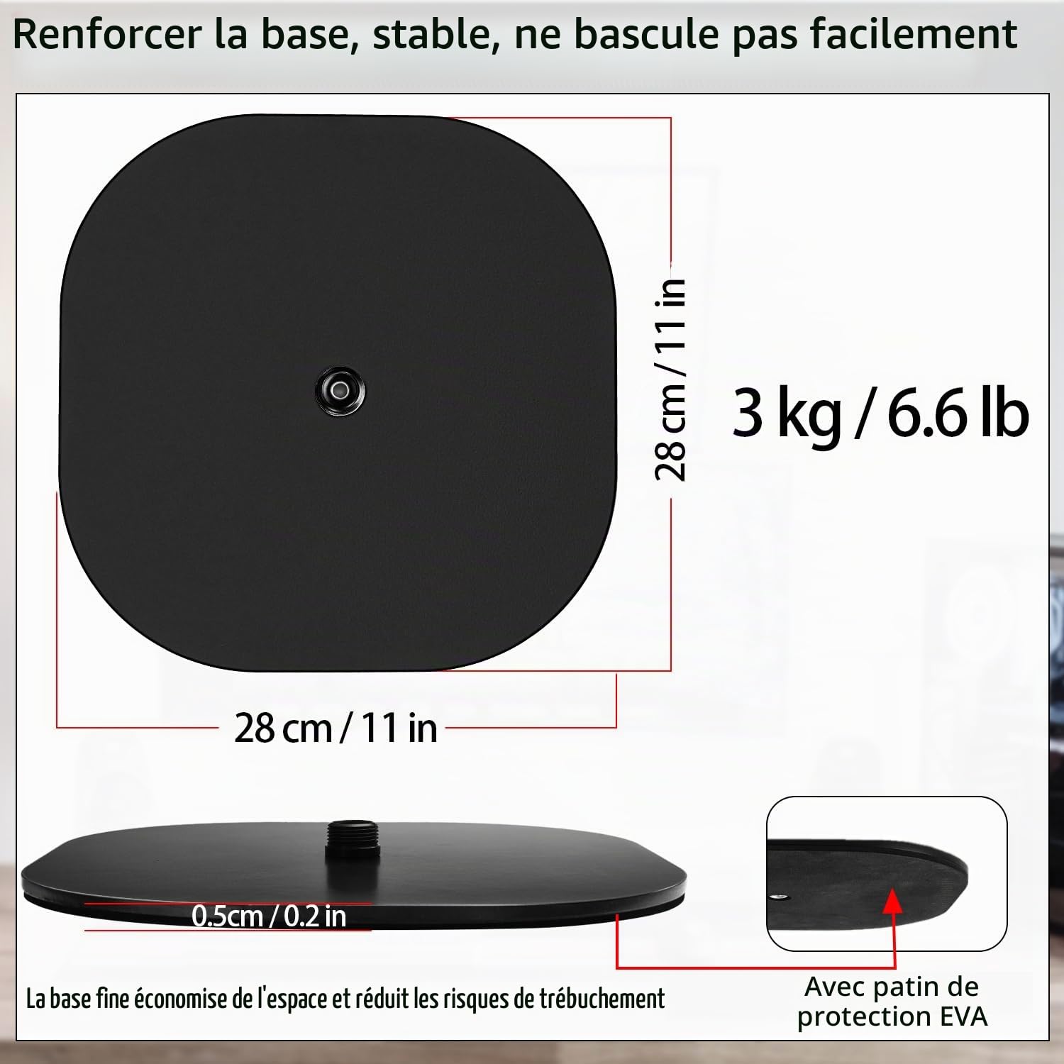 Pied de Micro Col de Cygne - Pied au Sol pour Chant, Podcast, Studio | Base 3kg Anti-Basculement. Hauteur Reglable 90-167cm. 2 Pinces, Adaptateurs 5/8"&1/4" Pour Blue Yeti, Q2U, Elgato, Fifine AM8