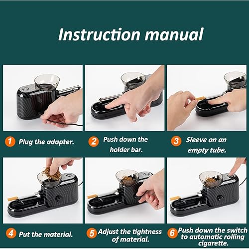 Miniatura 6 de Máquina de rodamiento de cigarrillos eléctrico, inyector automático, máquina de rodillo portátil Minin para tabaco (0.25 pulgadas delgada, 100