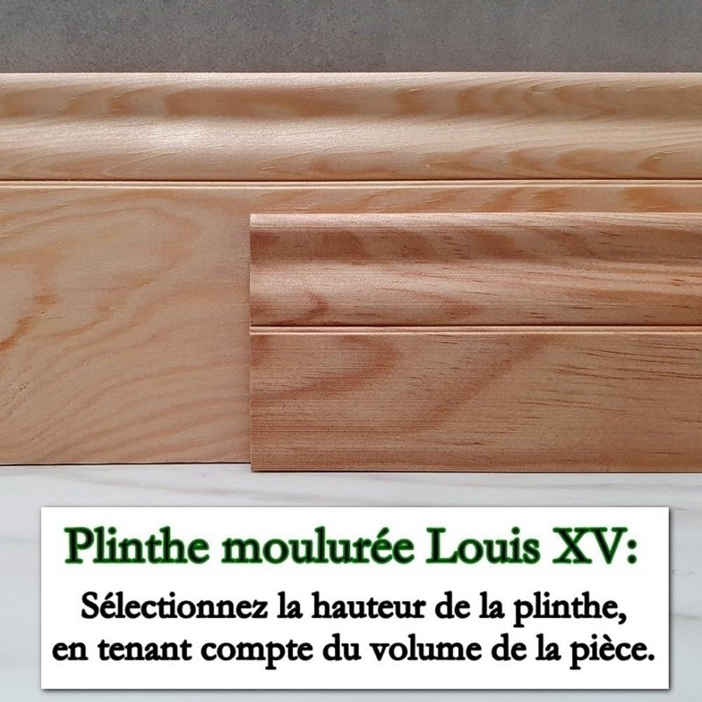 Battiscopa in legno modellato Luigi XV, battiscopa in pino naturale, senza nodi, fabbricazione francese, altezza 7 cm o 11 cm, MadeInNature (11 cm, 8 ml)