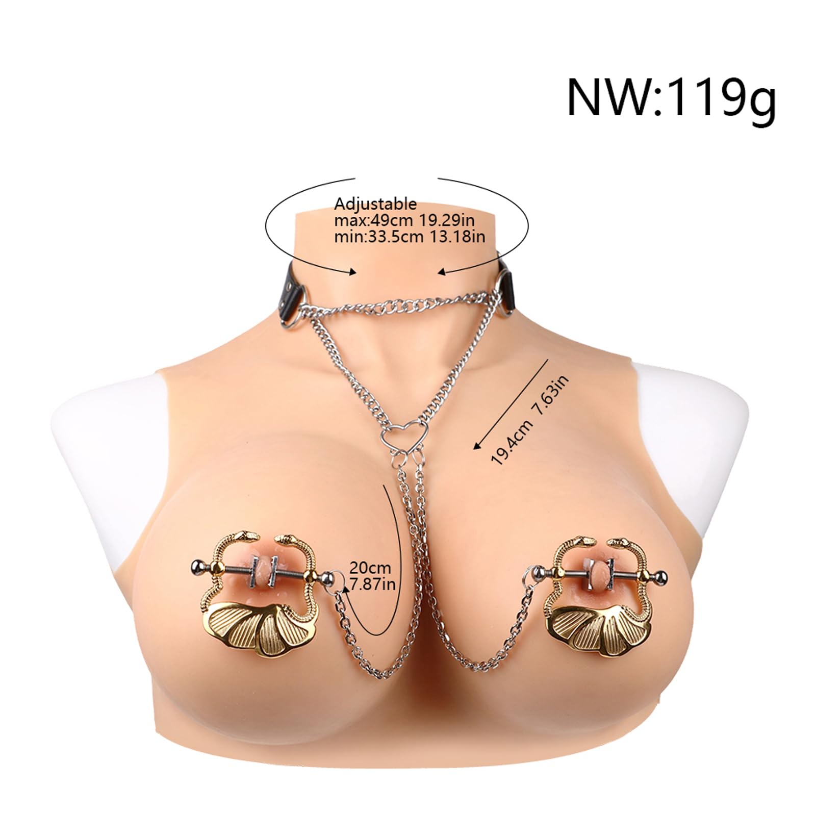 Nippelklemme für Frauen, Verstellbare Brustwarzenklemmen mit Kette, Halsband & Leder-Brustfessel, BDSM Fetisch Sextoys für Paare, Brustwarzenstimulator & Nippelschmuck（B）