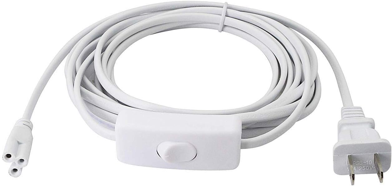 T5 T8 LED Wire Connector Power Cord - Extension Cord with On/Off Plug for LED T5 T8 Light Tube (3M/10Ft 3pin)