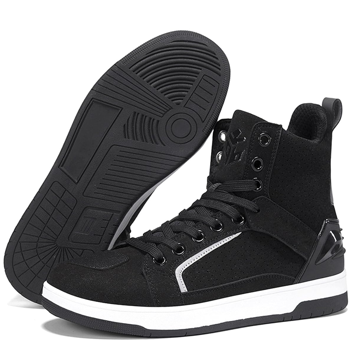 SDEQA Scarpe Moto Uomo Stivali da Motocross Strada Casual | Traspirante Antiscivolo Supporto per La Caviglia Suola Antiscivolo Impugnatura del Cambio