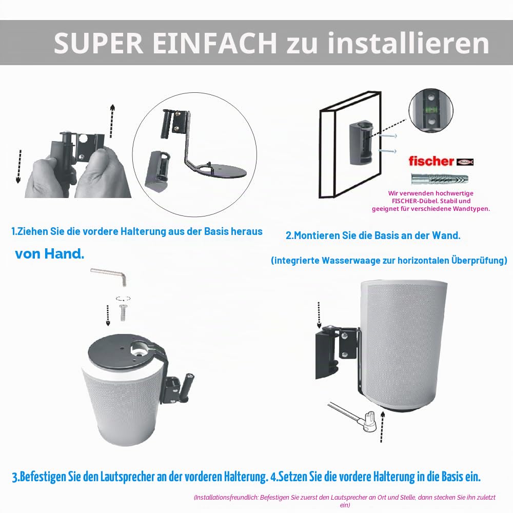Wandhalterung Paar(2 Stück) für Sonos Era 100 Lautsprecher(Schwenkbar und neigbar,kompatibel mit Sonos Era 100,Weiß Paar)