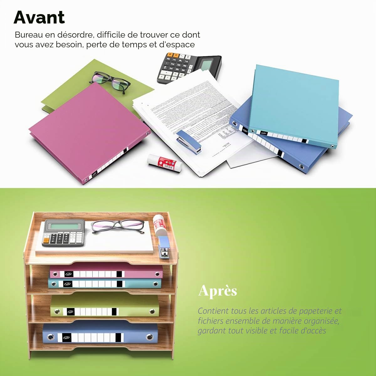 Trieur de Documents A4 Organiseur de Bureau Organiseur de Rangement en Bois Classeur pour Le Bureau(33 * 24 * 27cm)…