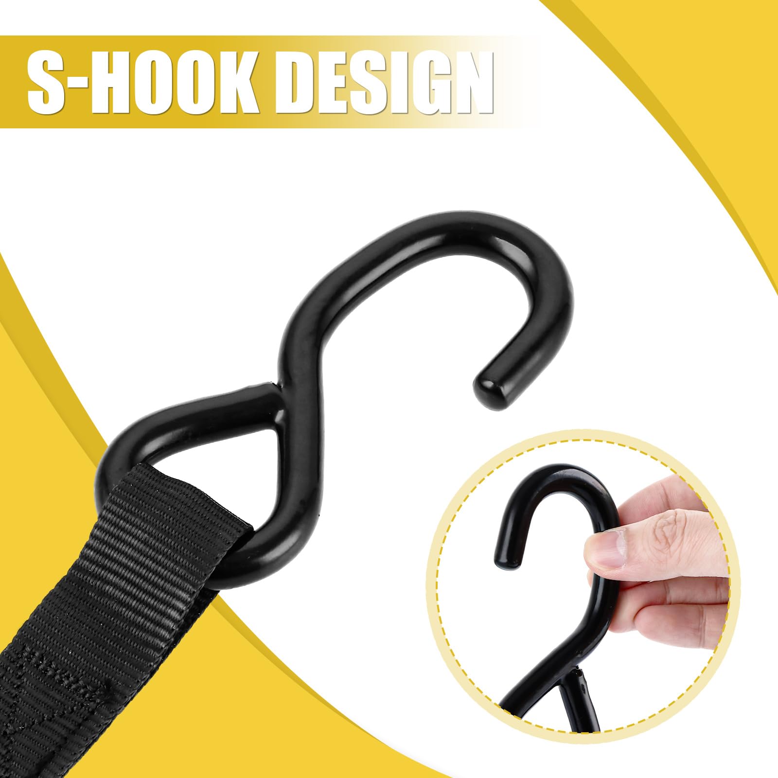 2 cinghie di serraggio automatiche, 2,5 cm x 3,3 m, cinghie di tensione automatiche, 680 kg, resistenza alla rottura, cinghie a cricchetto con maniglie ergonomiche per rimorchi, moto, kayak