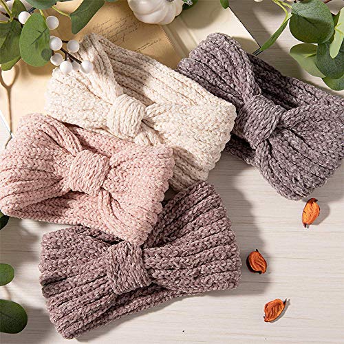 N/U Winter gebreide hoofdband boog gedraaide haarbanden dikke Chenille oorwarmer gehaakte tulband hoofd wraps elastische… - Image 4