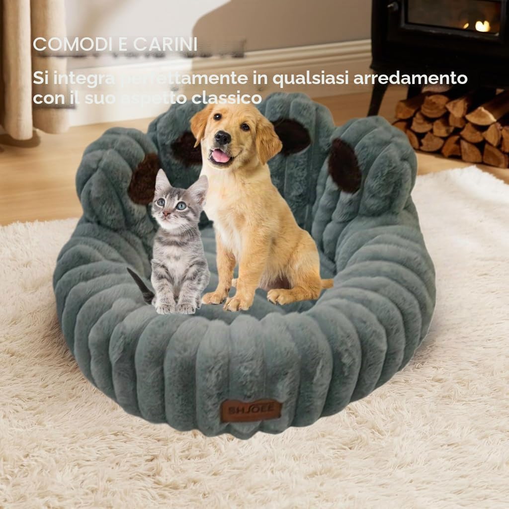Cuccia Cane Interno Letto Morbida per Cani Lettino Gatto Lettino per Animali Domestici Cuccia per Gatti Fluffy Peluche Letto per Cani Lavabili Antiscivolo (Grigio, 50cm)
