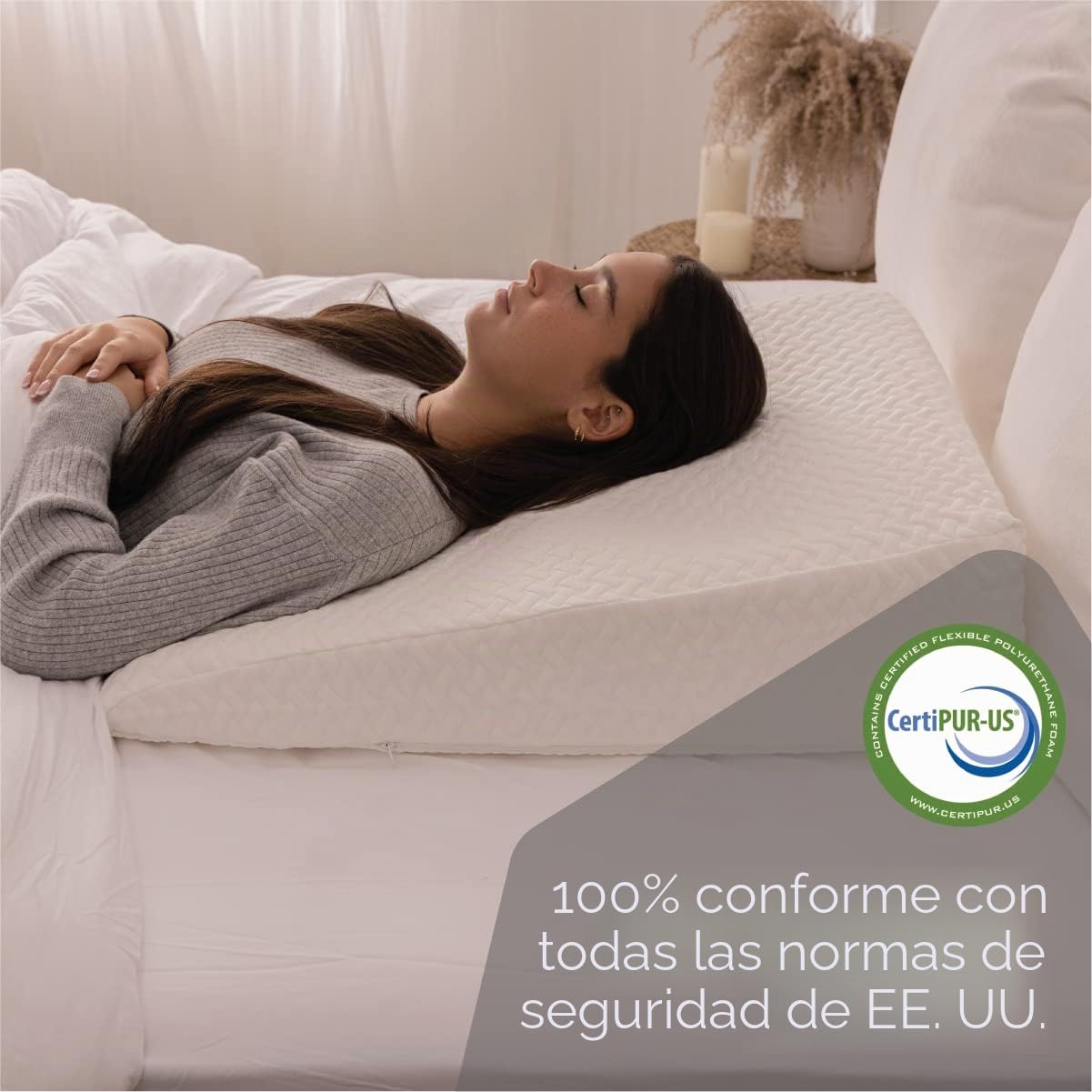 Milliard Almohada de Cuña de Espuma Viscoelástica, Soporte para la Espalda Almohada de Lectura, Cojin Antireflujo para Cama y sofá - para Dormir Elevado