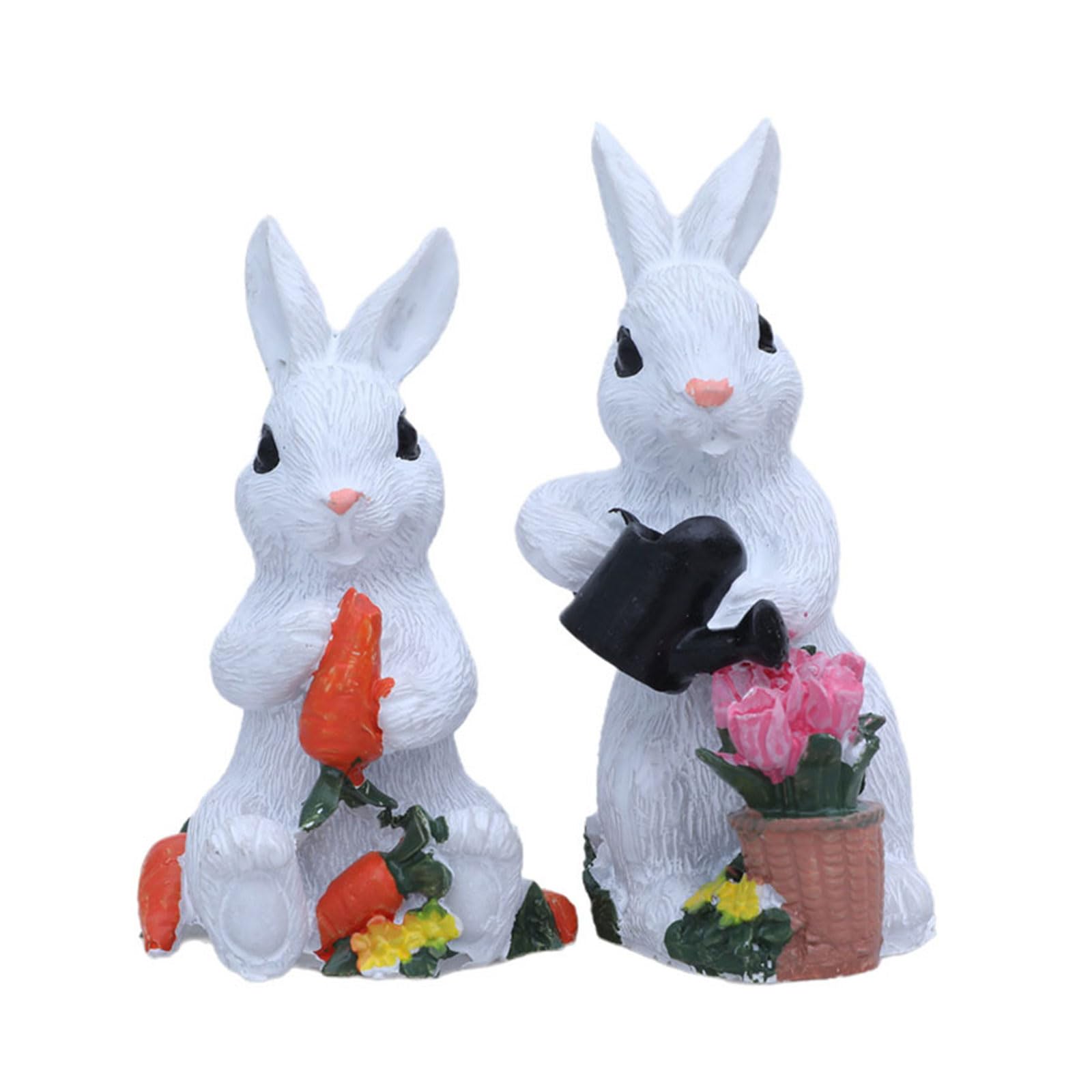 Kalttoy 2Pcs Artistic Easter Figurines Resin Statues Tabletop Decor Indoor Outdoor Use Artistic Easter Figurines Resin Statues