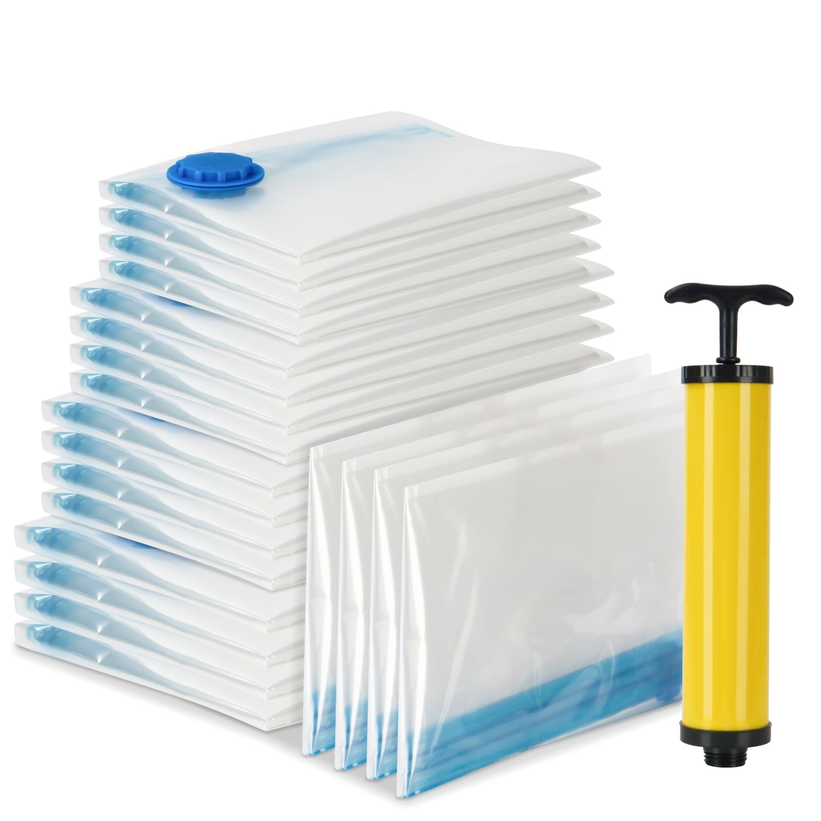 BEWAVE Vacuum Storage Bags, 20 Packs (4 Jumbo/4 Large/4 Medium/4 Small/4 Roll) Reusable Space Saver Bags for Comforters and Blankets, Vacuum Sealer Bags for Clothes Bedding Storage, Hand Pump Included