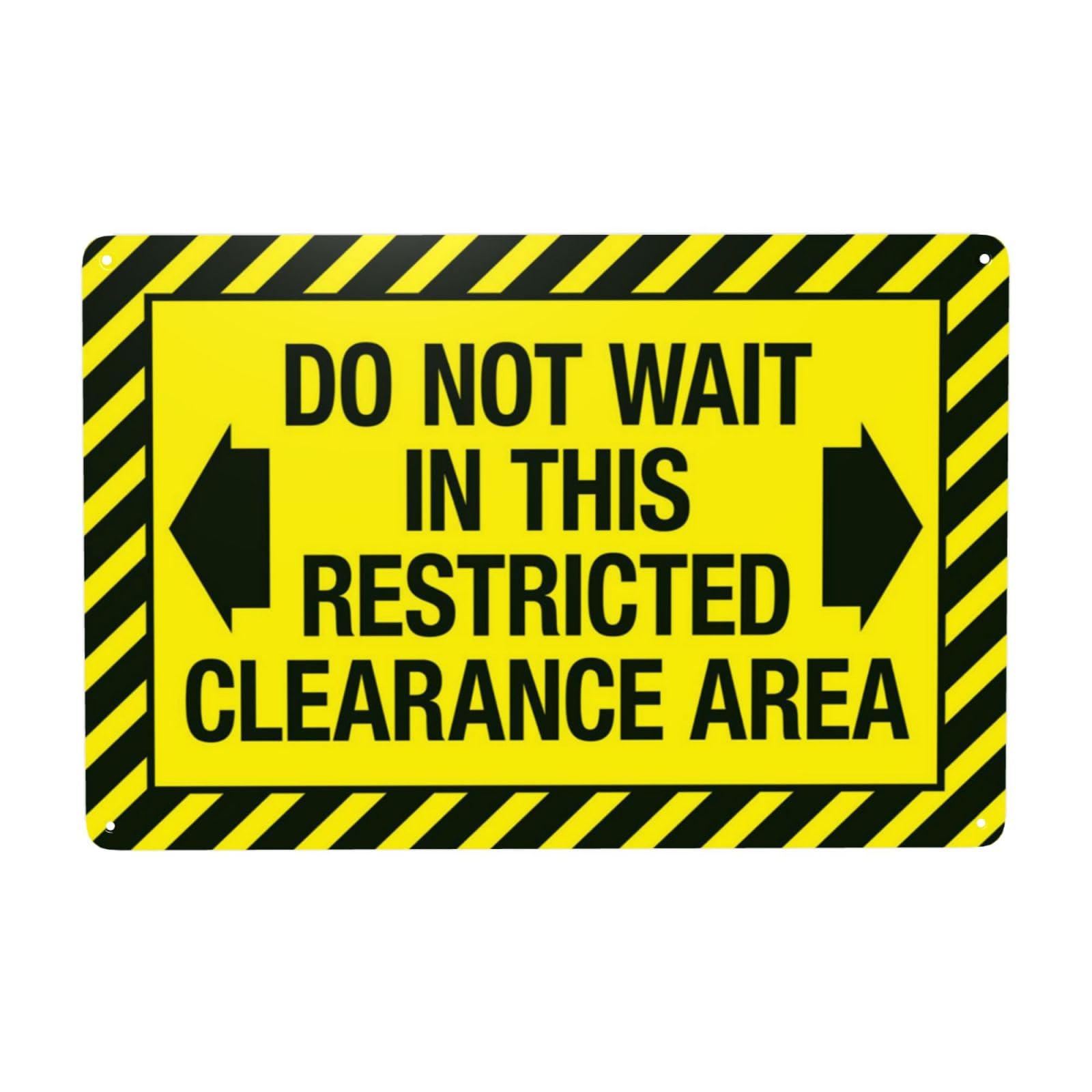 Vintage Metal Tin Sign, Do Not Wait In Restricted Clearance Area Property Warning Decor, 12x8 Inch