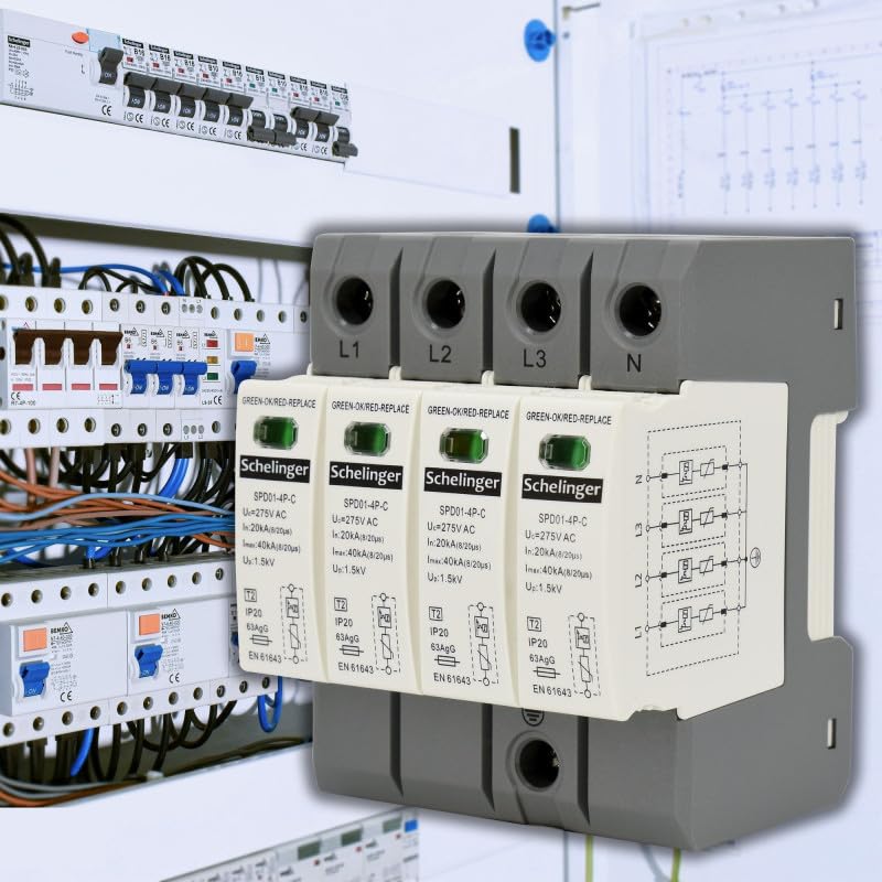 Parafoudre 4 pôles - 20kA - Classe T2 (C) - Rail DIN - IP20 -
