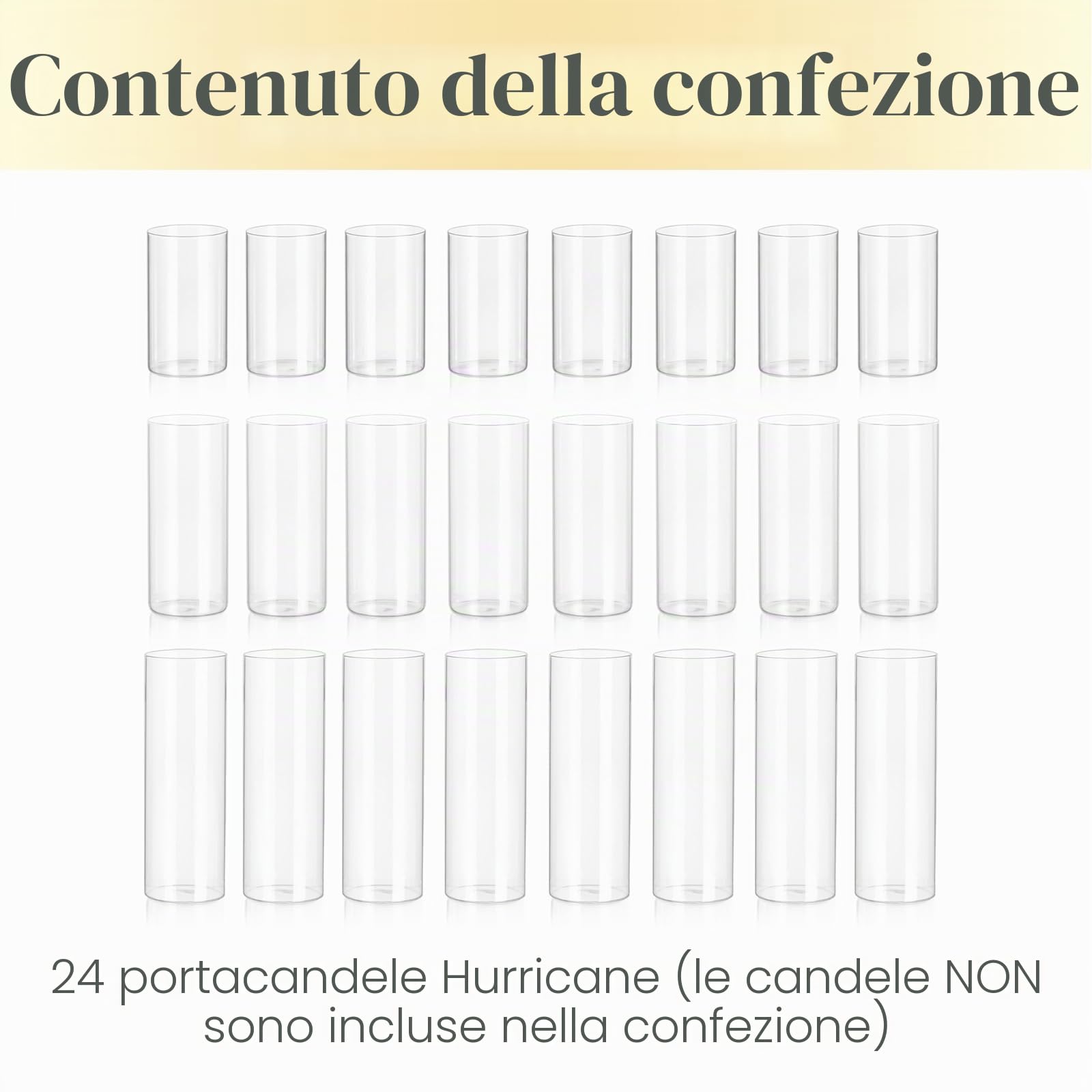 Portacandele Vetro Vaso Candele Galleggianti: Hewory Set di 24 Porta Candela da Tavolo Cilindri in Vetro Trasparente Vasi per Centrotavola Decorative Cilindrico Candelabro