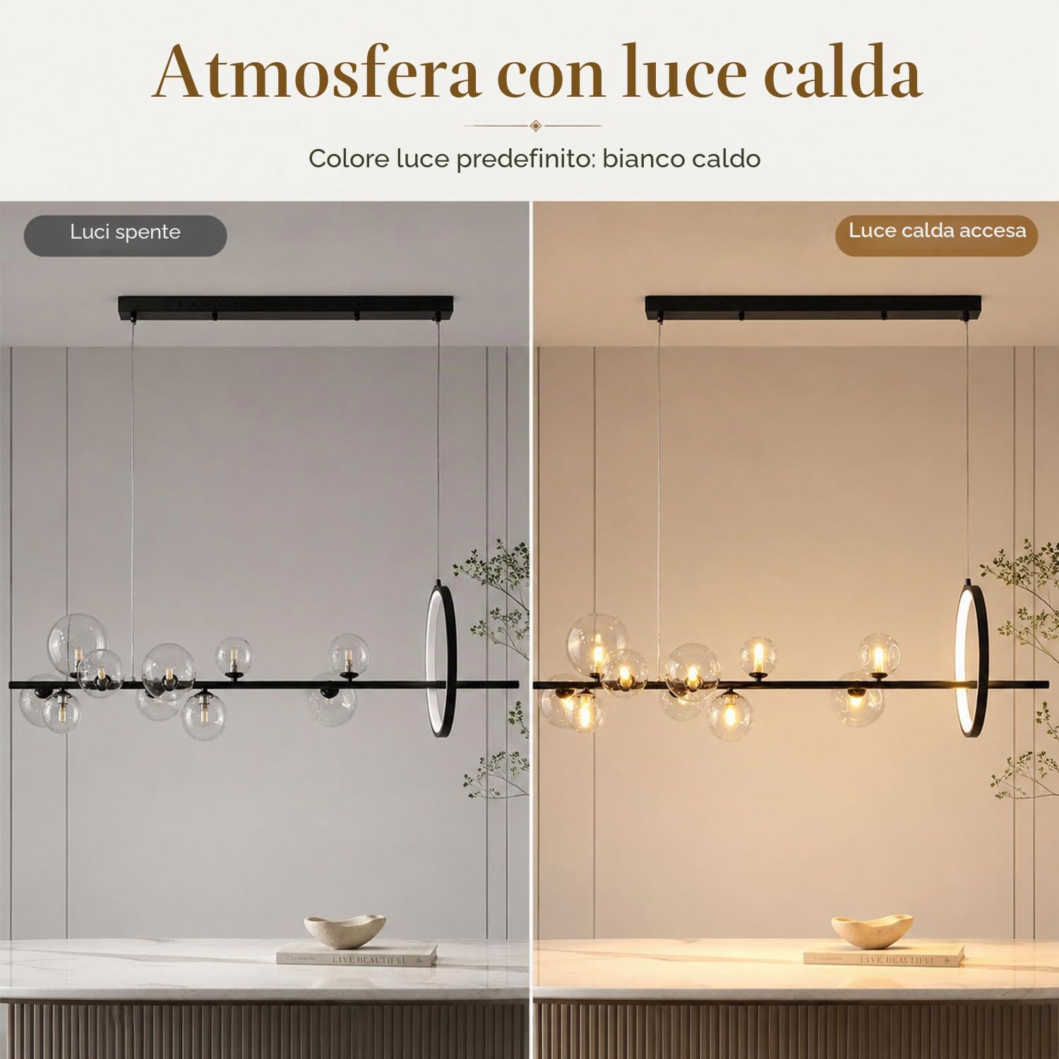 Moderne lampade a sospensione a sfera in vetro, 7/10 luci, lampadario a LED per sala da pranzo, regolabile, nero, industriale, per camera da letto, soggiorno, isola della cucina
