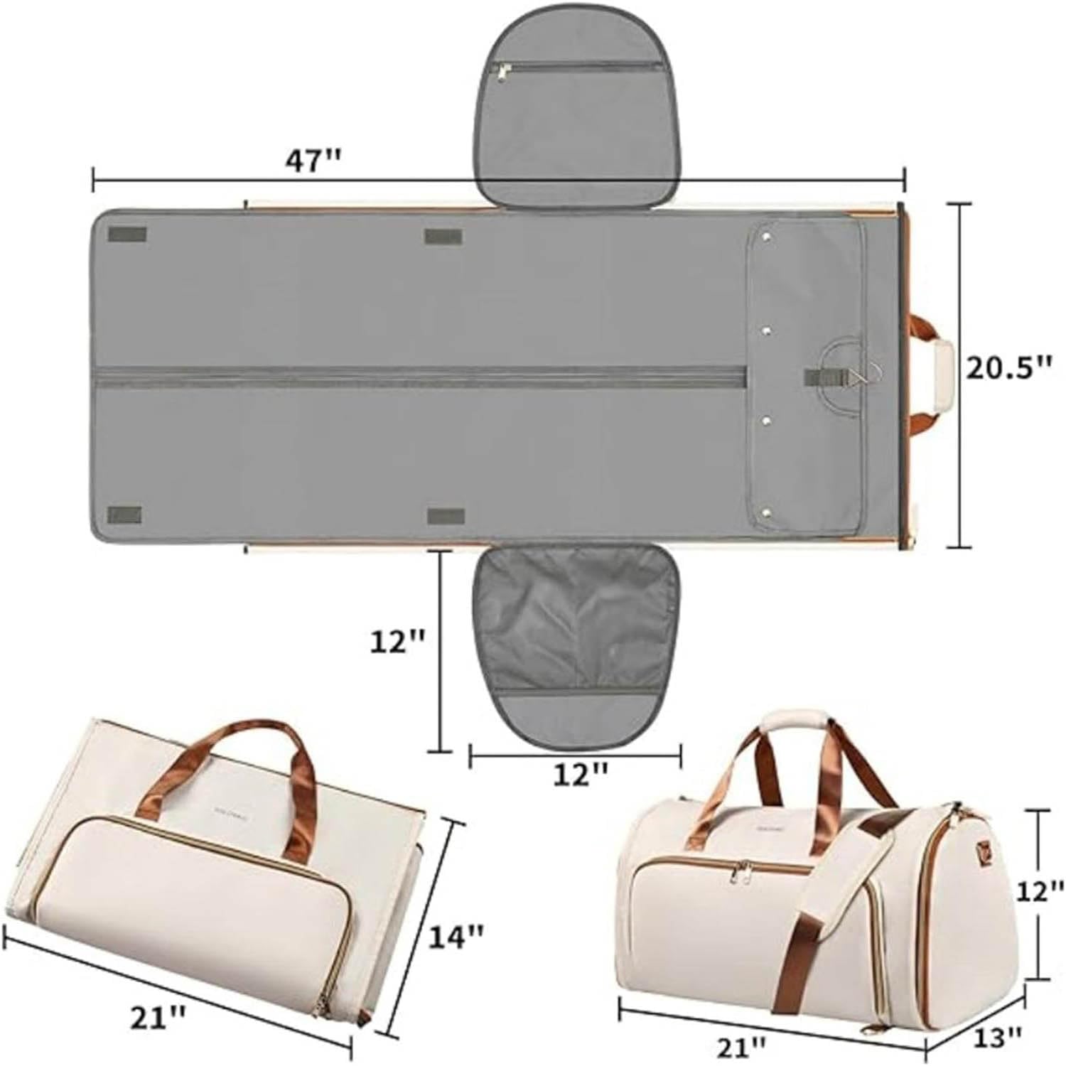 Bolsas de viaje para ropa, bolsa de lona para colgar trajes, bolsa cruzada y mochila convertible, tela Oxford