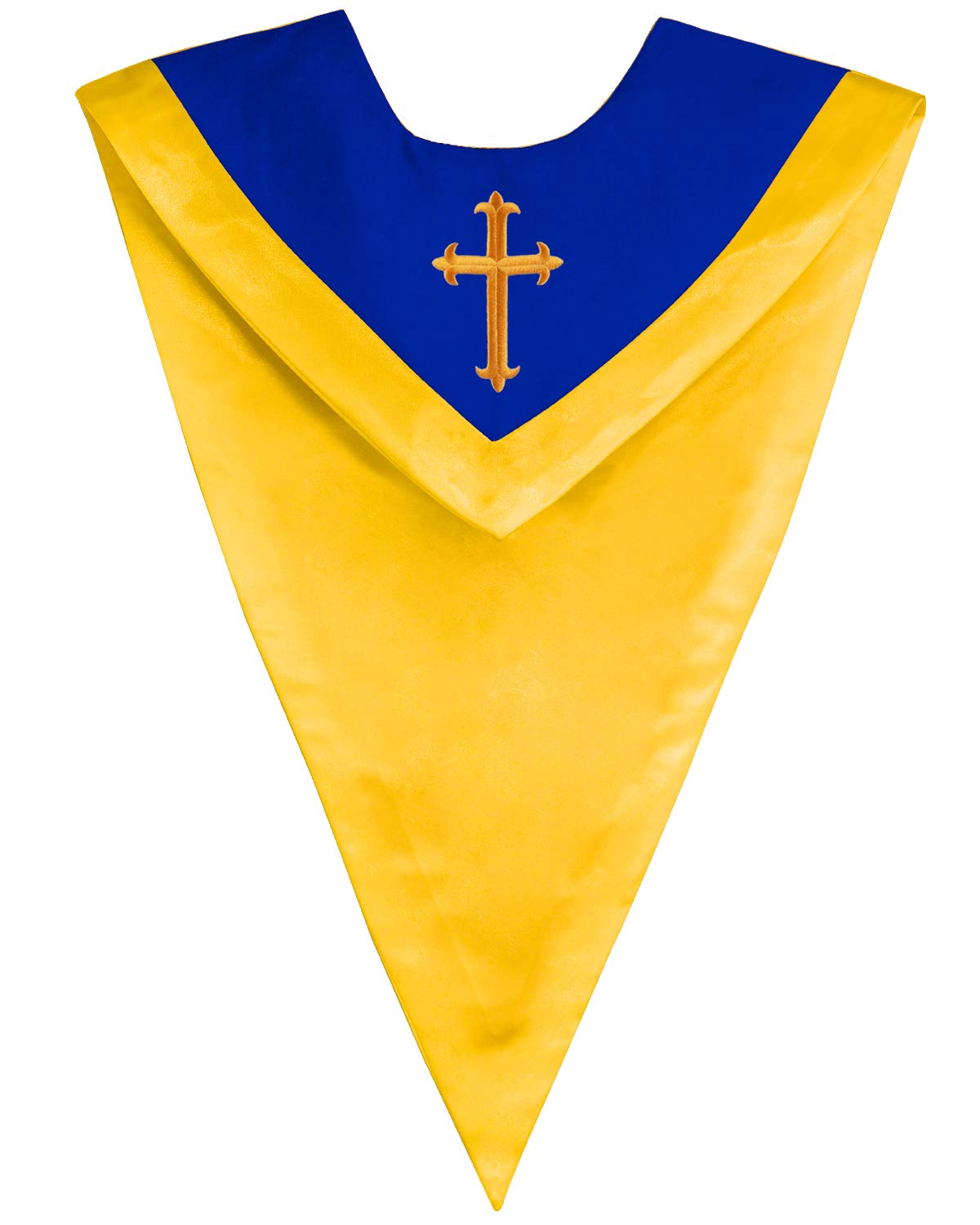 IvyRobesUnisex Reversible V Shape Choir Stole with Border Royal Blue/Gold