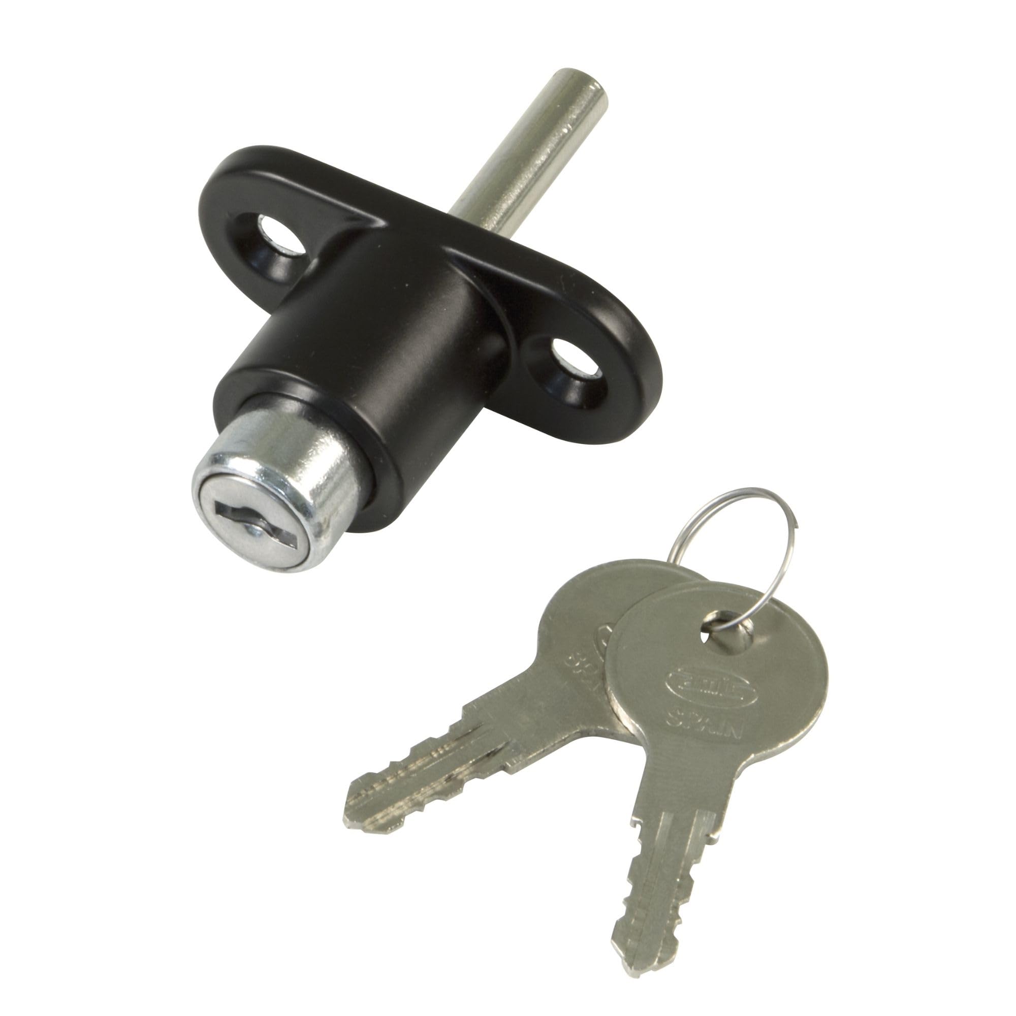 Amig Black/White - Security Lock For Sliding Windows Mod.45 | Overlap Lock With 2 Keys + Screws For Installation | Steel Finish | Measurements: 53 X 23 Mm