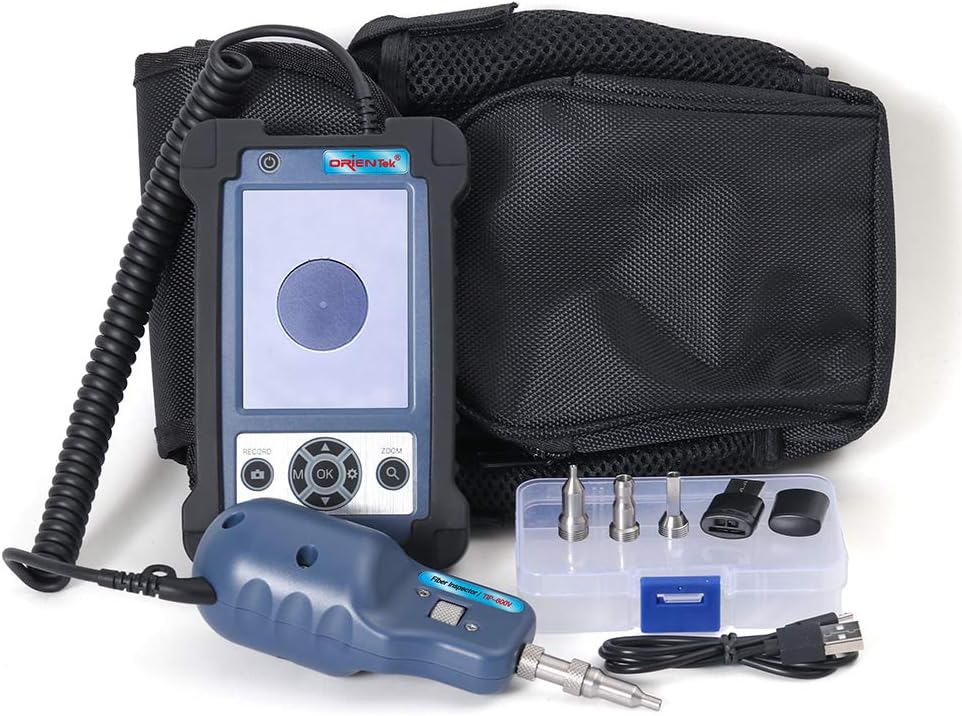 ORIENTEK Fiber Optic Inspection Microscope TIP-600V, 400x Magnification, LED Light, Multicolor, Metal, Battery Powered