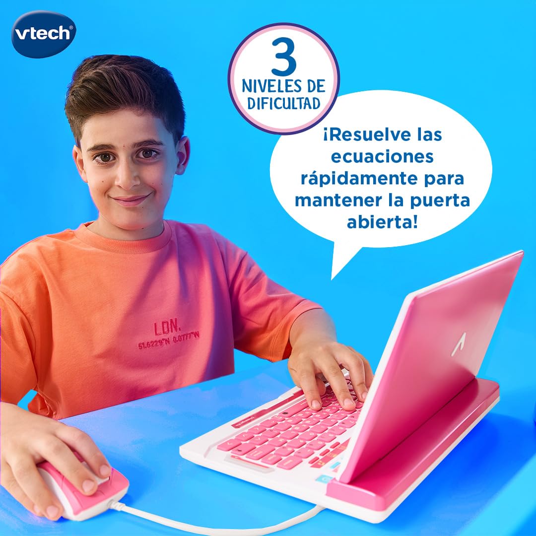 VTech - Genio XL Bilingue Spagnolo-Inglese, Rosa, Computer Interattivo, Giocattoli Elettronici +5 Anni, 164 Attività Educative, Tastiera QWERTY, Mouse, Giochi, Musica, Scienza, Versione ESP