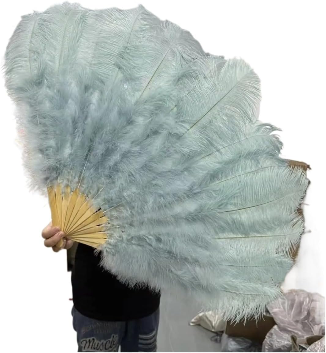 Feather Fan 60 * 100cm Fluffy Ostrich Plumes for Stage Performance Props Dance Accessories(Royal Blue,1PCS Left Hand)
