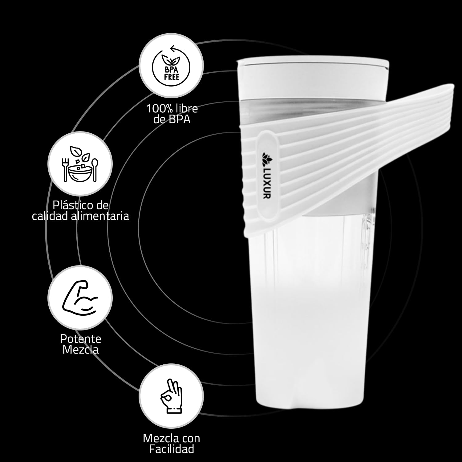 LUX Przenośny mikser do smoothie i smoothie, Blendery do soków i koktajli 460 ml Akumulator, Przenośny mikser stołowy z 6 ostrzami, przenośny blender podróżny, siłownia, biuro (Biały)