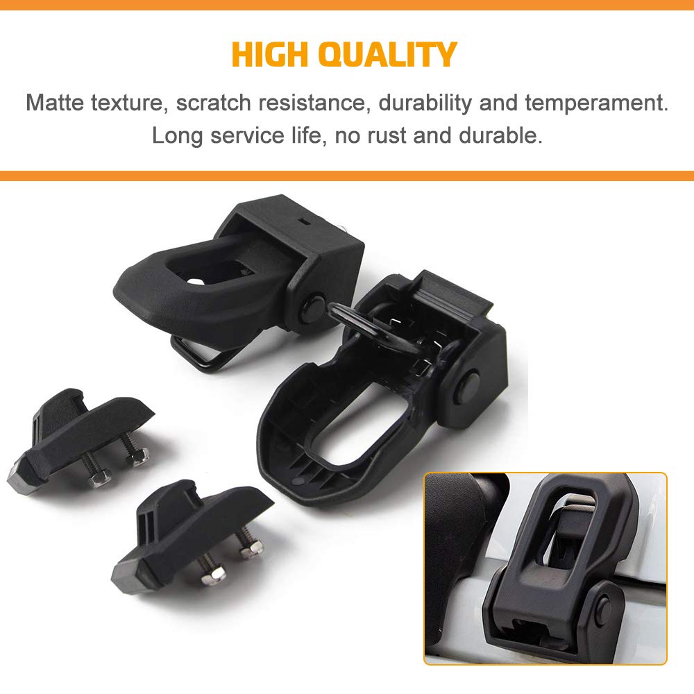 TESIN Metal Hood Catch Latch Kit For Jeep Wrangler JK JL JT 2007-2023 – Black, Pair