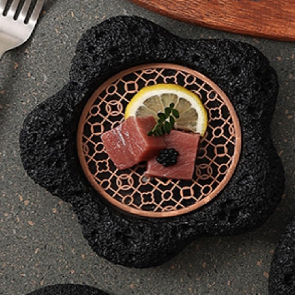 Vaisselle japonaise Rock Sushi Assiette Charbon Boule Pierre volcanique Assiette à bascule Assiette à steak Hôtel Assiette à Sushi Assiette à Sushi Assiette