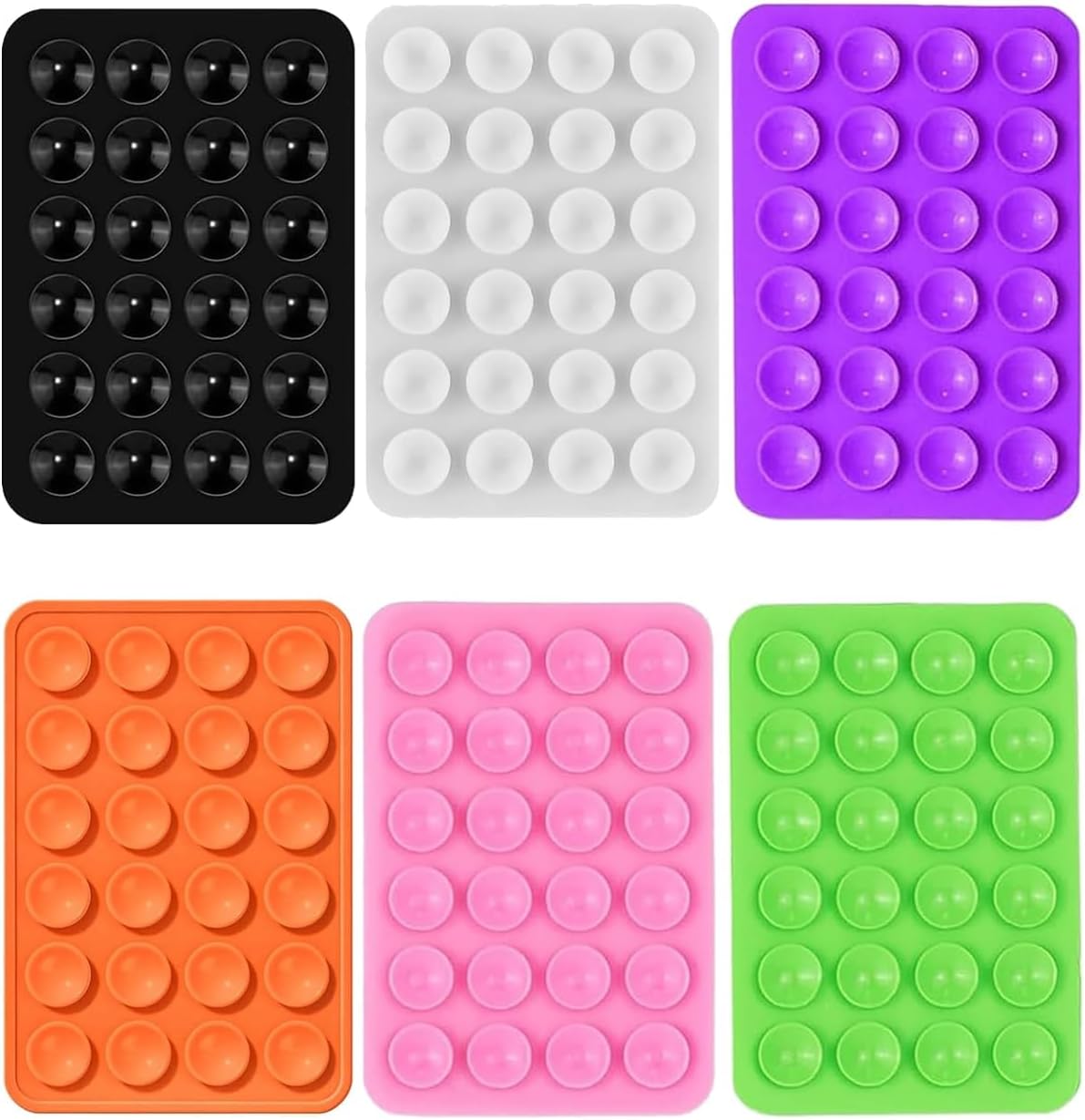 6 PCS Suction Phone Case, Phone Suction Sticker, Silicone Suction Phone Case for Hands-Free Mobile Accessory Holder Grip, Video Phone Accessory Compatible Mirror, Shower (6 Colors)