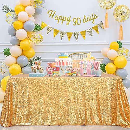 Image of B-COOL Gold Sequin Tablecloth Party Glitter Tablecloth Sparkly Table Cloth 60x102 Inches Rectangle Classy Elegant Tablecloth for Christmas Halloween Theme Parties Table Decorations