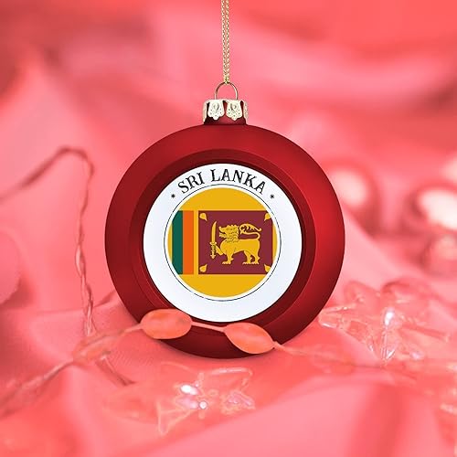 Miniatura 7 de Adorno de bola de Navidad de Sri Lanka, bandera de las naciones, adornos de bola de bandera de Sri Lanka, recuerdo colgante para Navidad,