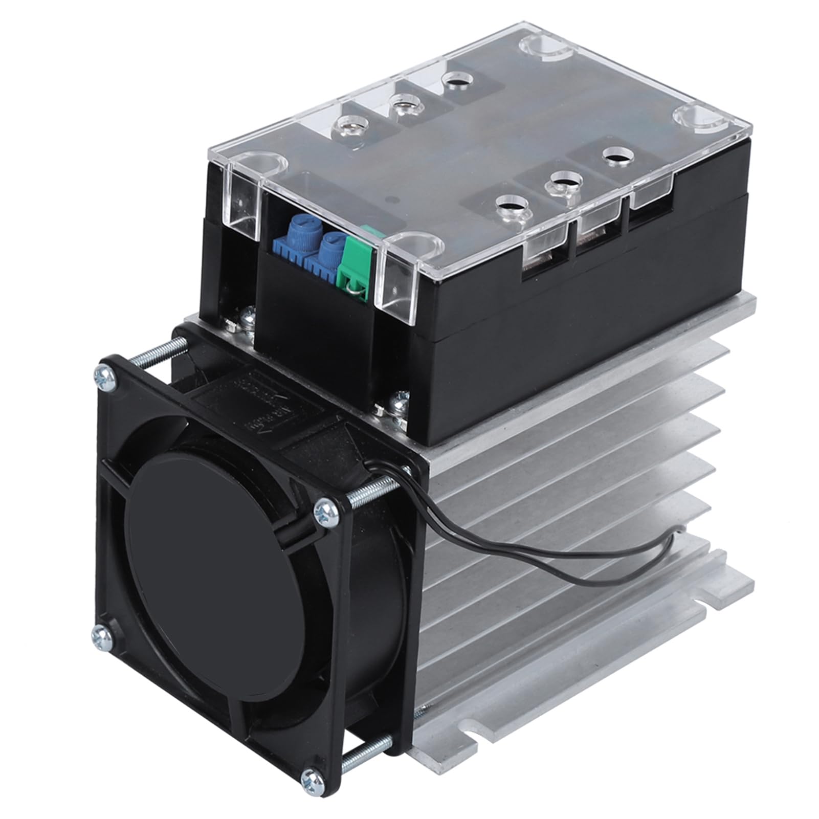 SSR-100WA-R(4KW) Carte de Démarrage Moteur, Démarreur Progressif Moteur Monophasé 2 Phases Accessoire de Contrôle Industriel Inférieur en Laiton pour Pompe à Eau(Module + radiateur)