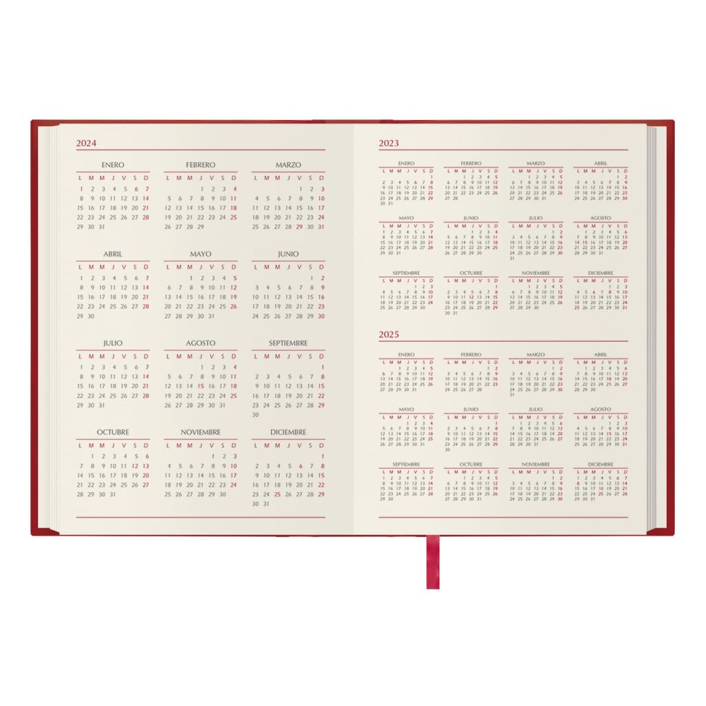 Dohe - 2024 Diary - Day Page - Size: 15 x 21 cm (A5) - 336 Pages - Stitched Binding - Hardcover - Red - Model Brasilia - Image 3