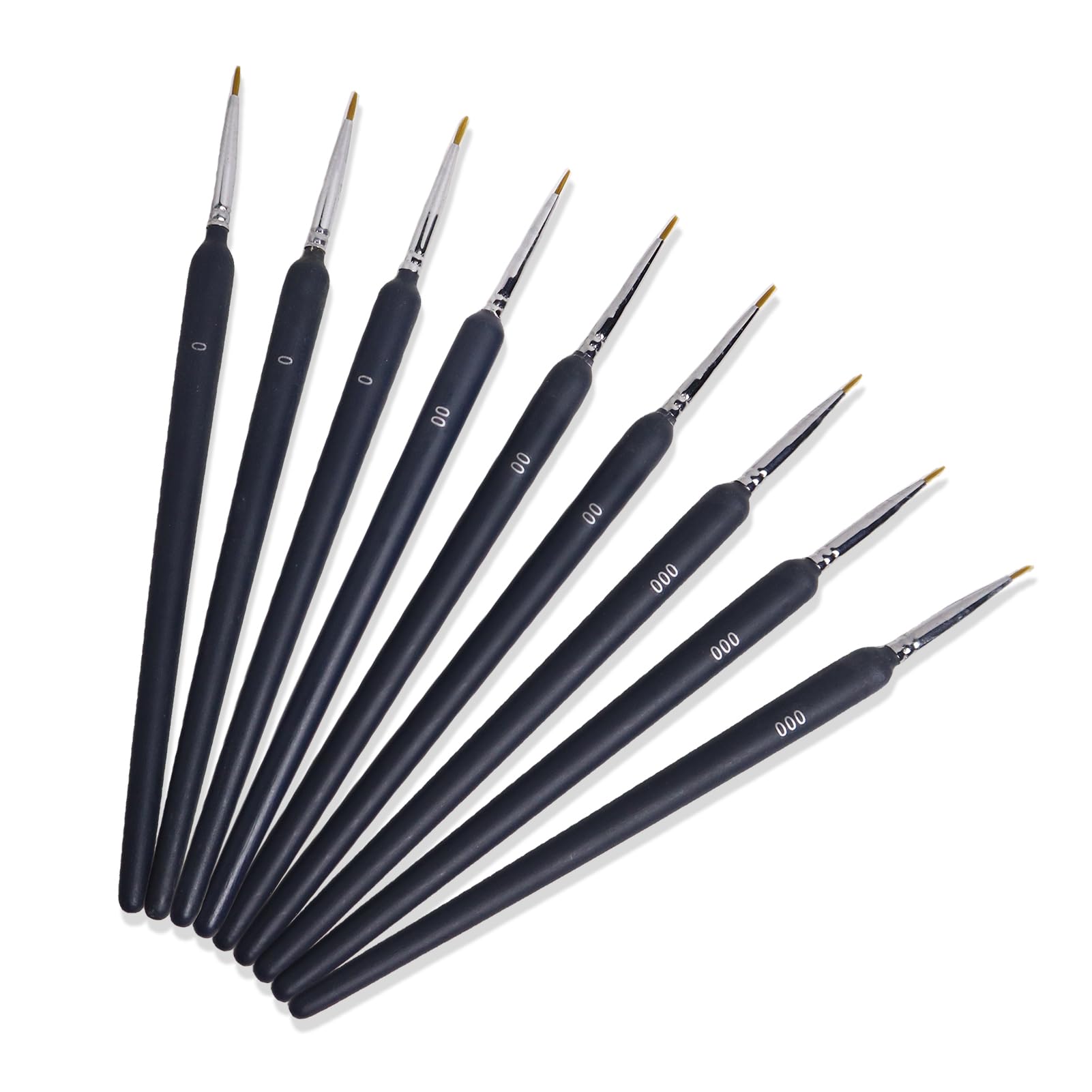 9 Piezas Pinceles Pintura Acrilica, Detalle Pincele, Miniatura Brochas Redondas Profesionales, para Pintar al Óleo, Acrílica, Acuarela, Pintura Facial, Manicura (0, 00 y 000)