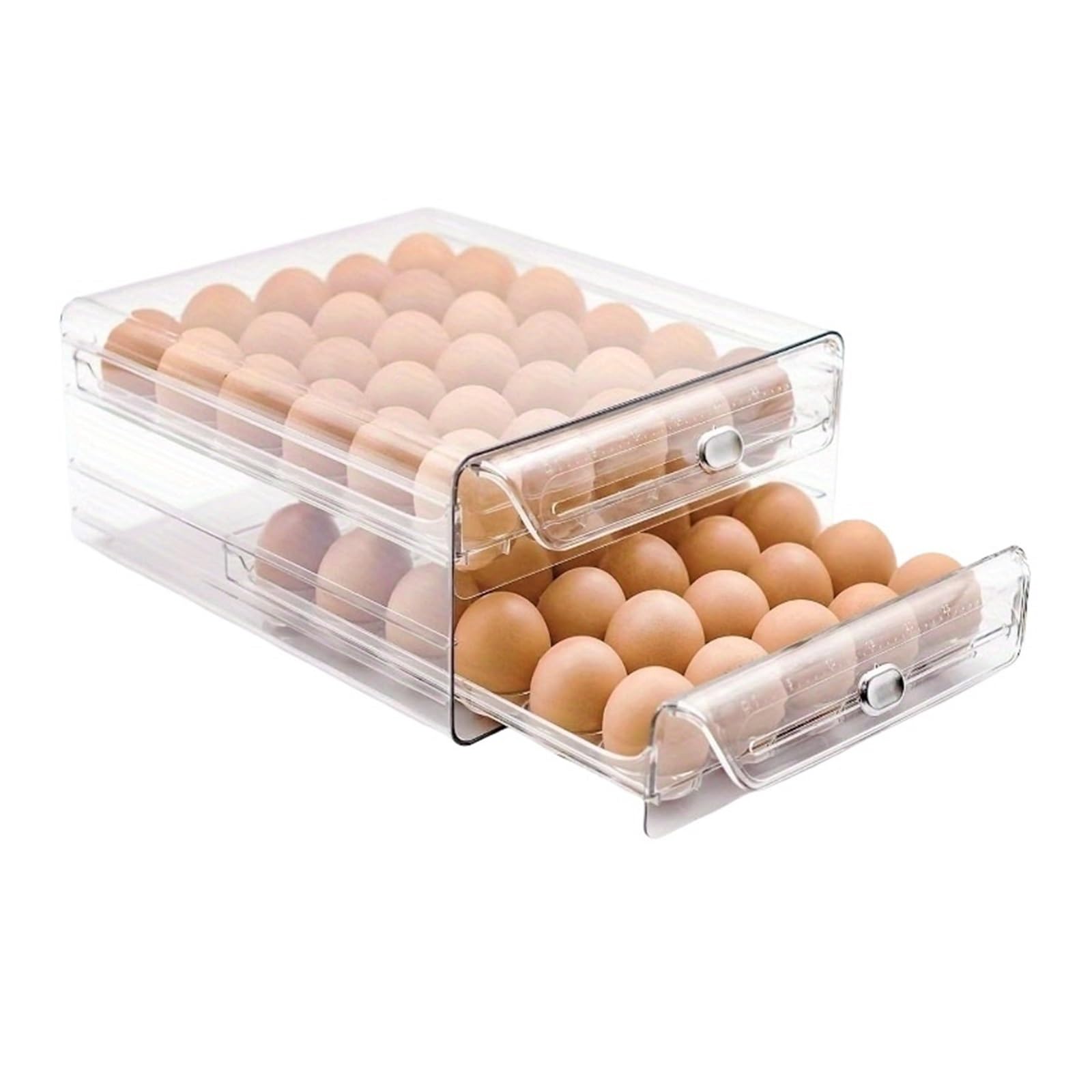 WJUTYJERD 2 Layer Stackable Egg Storage Container Clear Drawer Type Refrigerator Egg Holder With Capacity 60 Eggs Organizer(2l)