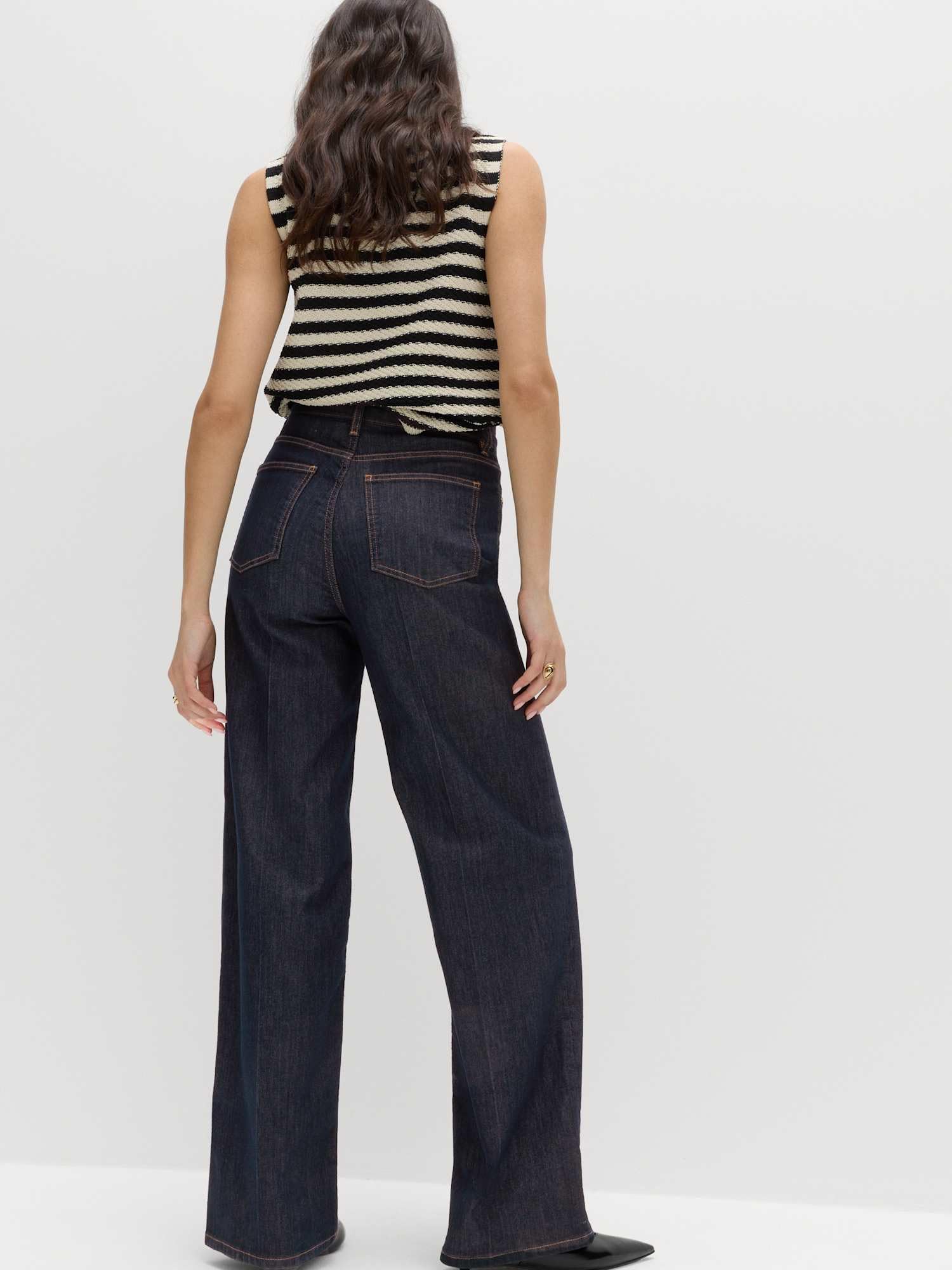 Marks & Spencer Jean Taille Haute Élégant Jambes Larges Femme, avec Stretch